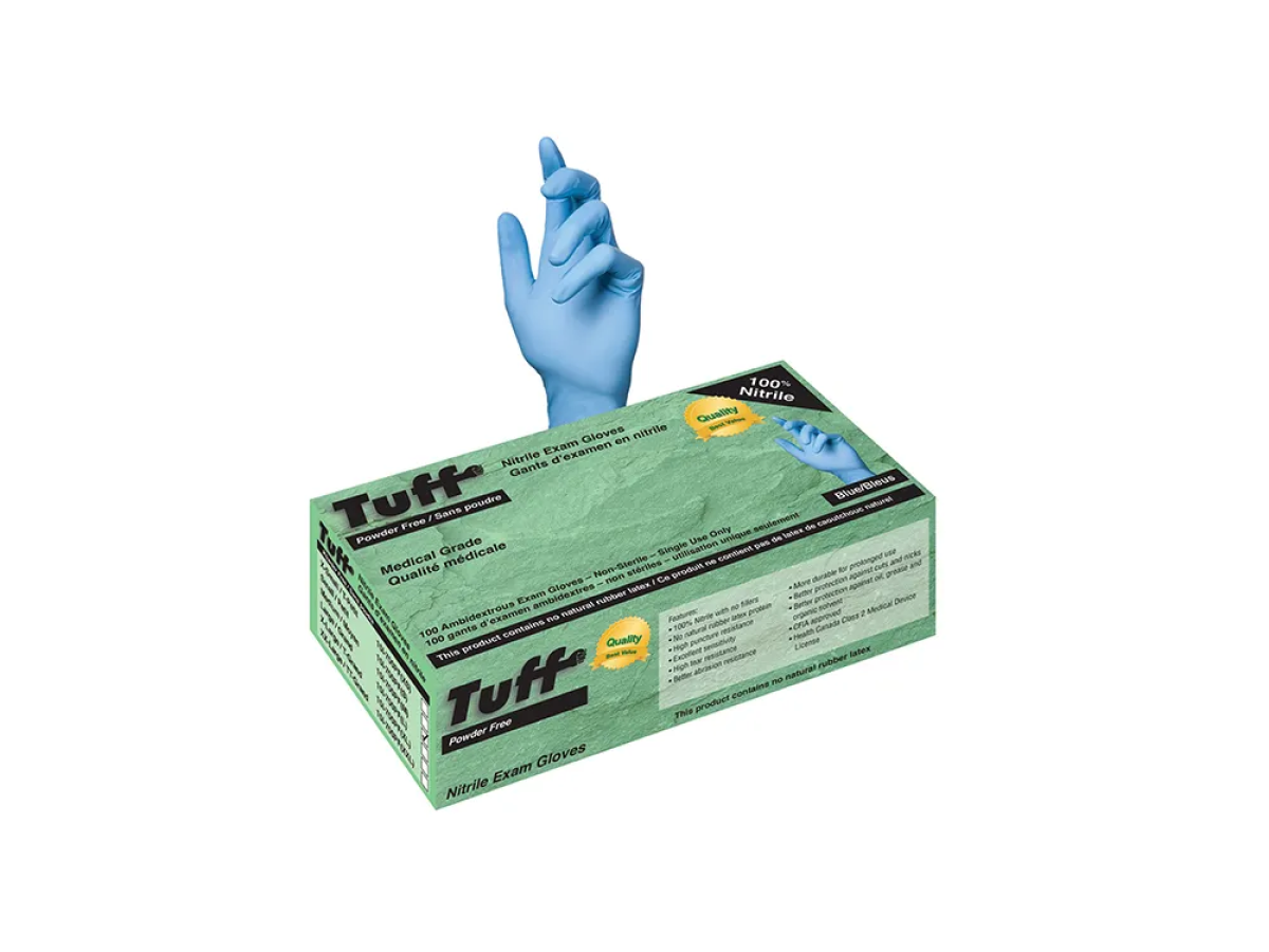 Tuff Blue Nitrile PF Exam Gloves Specification Sheet